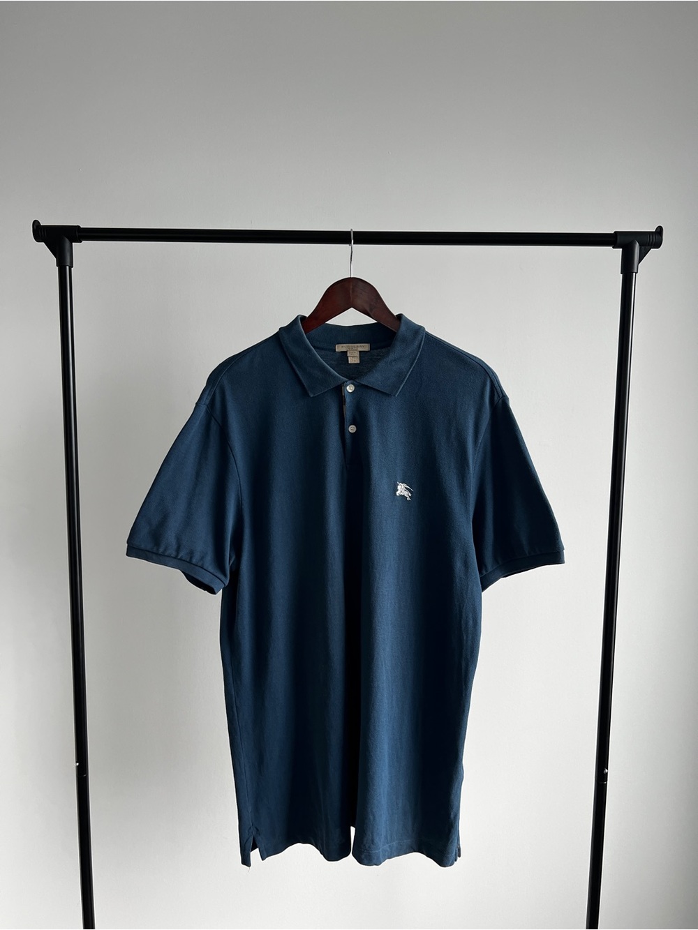 Burberry Brit London Blue Cotton Polo Shirt White Horse